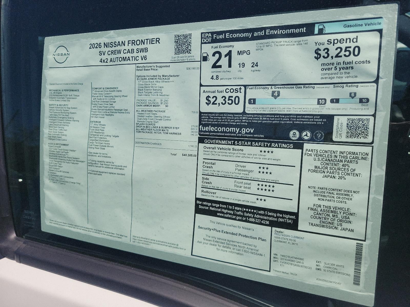 2026 Nissan Frontier Crew Cab 4x2 SV