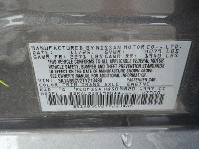 2026 Nissan Sentra SV Sedan