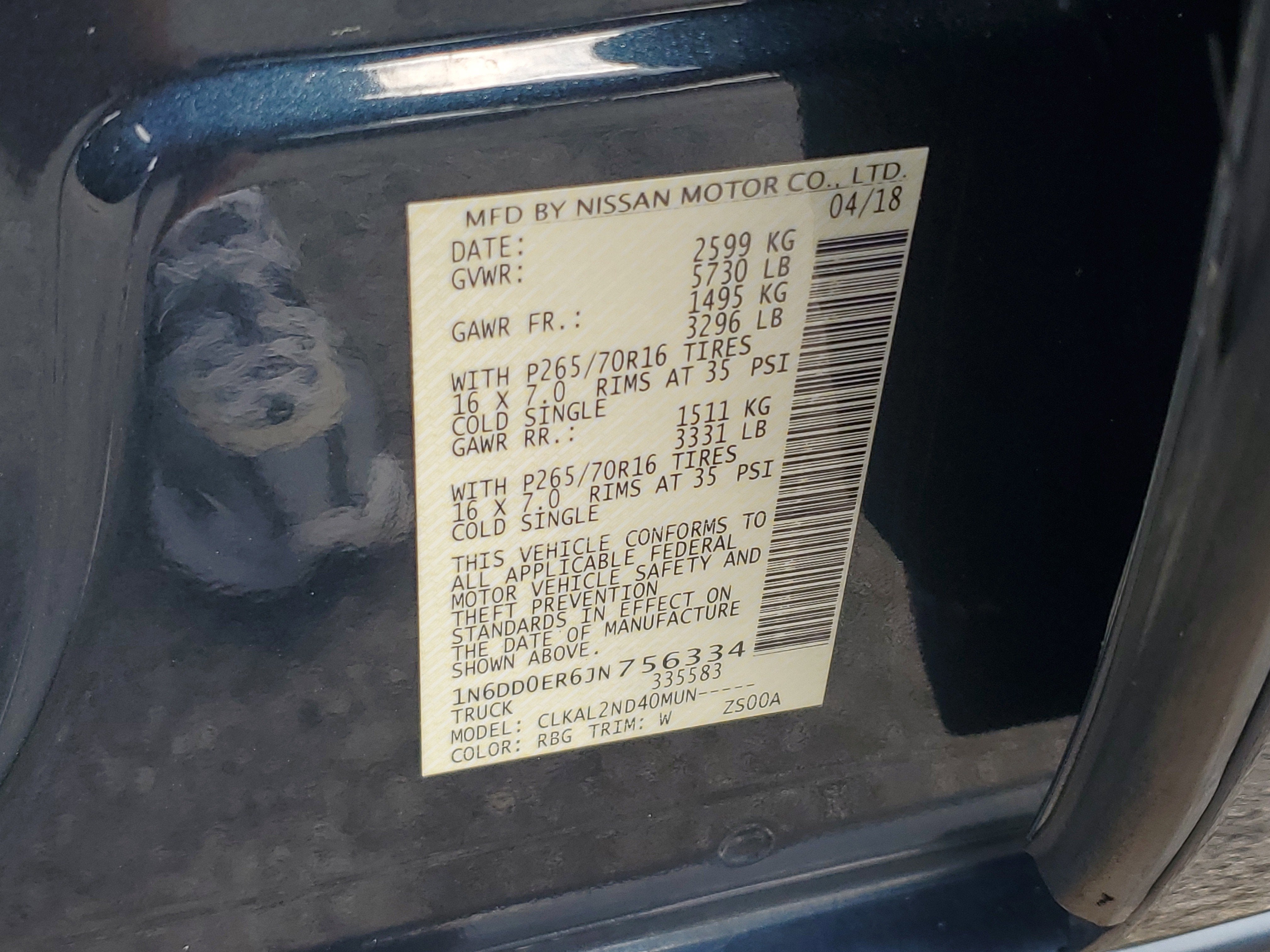 2018 Nissan Frontier SV V6