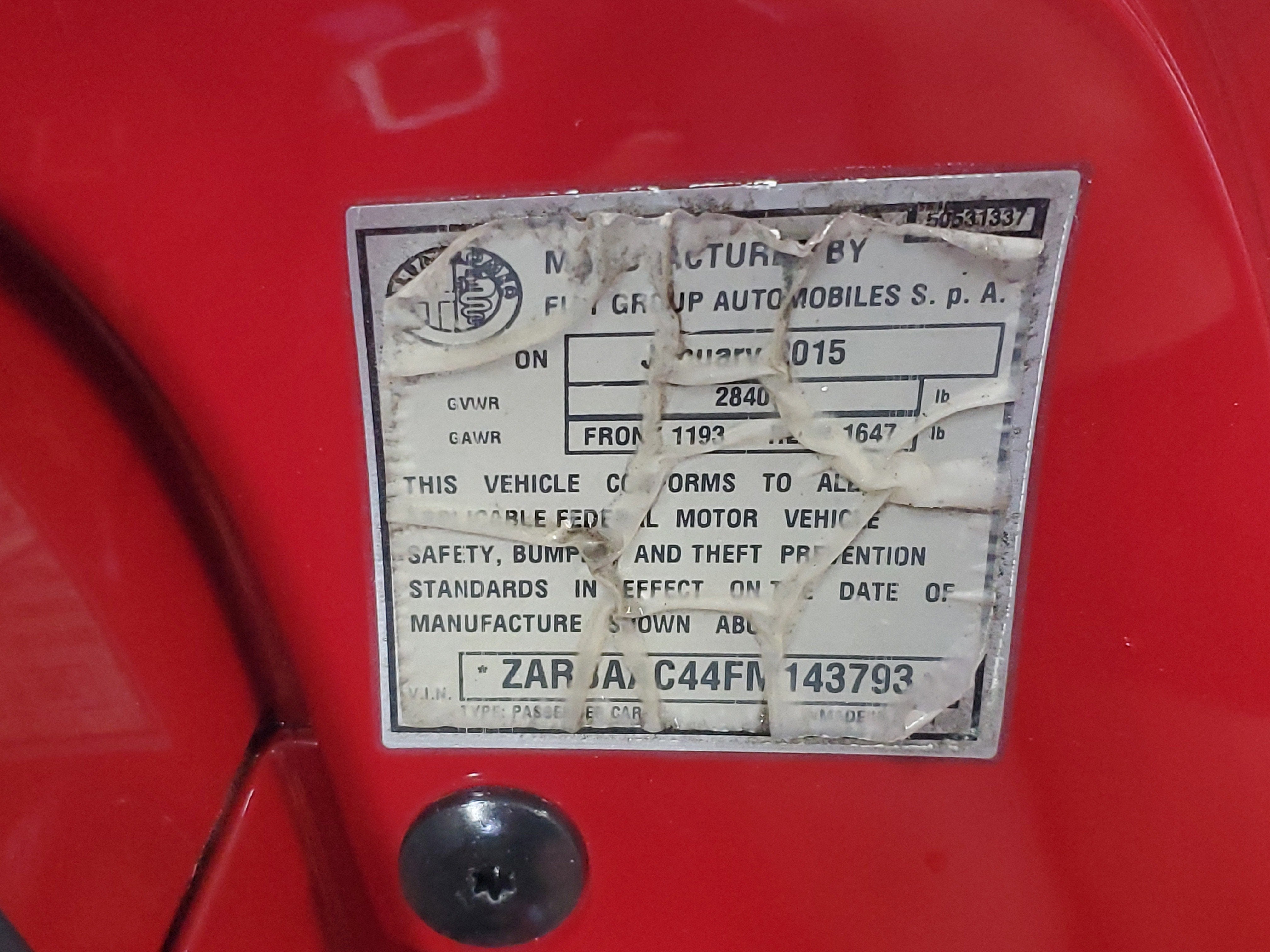 2015 Alfa Romeo 4C Launch Edition