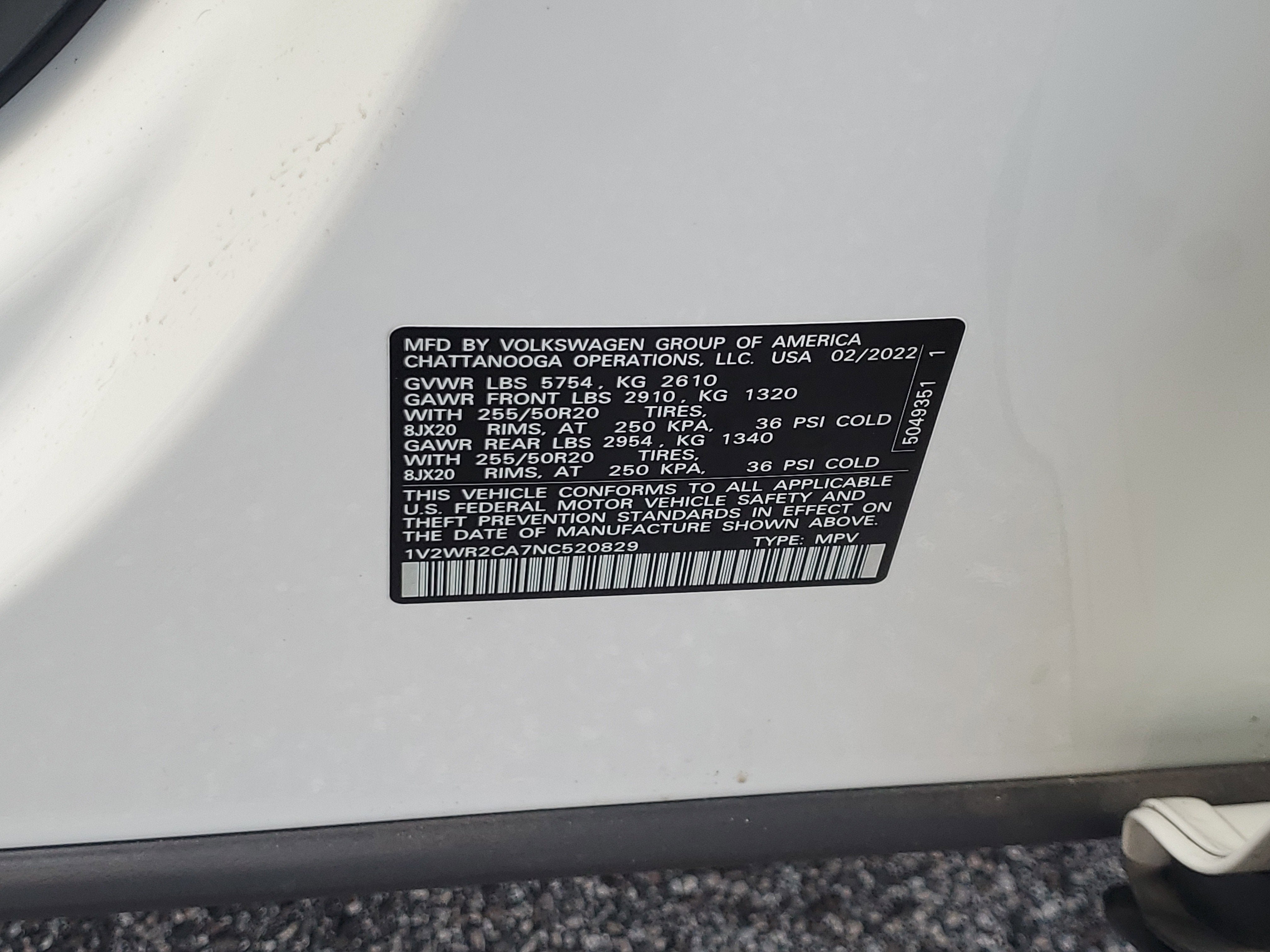 2022 Volkswagen Atlas 3.6L V6 SE w/Technology