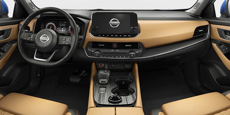 Nissan Rogue steering wheel and dashboard view
