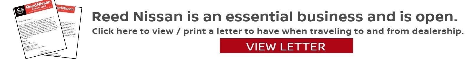 Reed Nissan Orlando letter