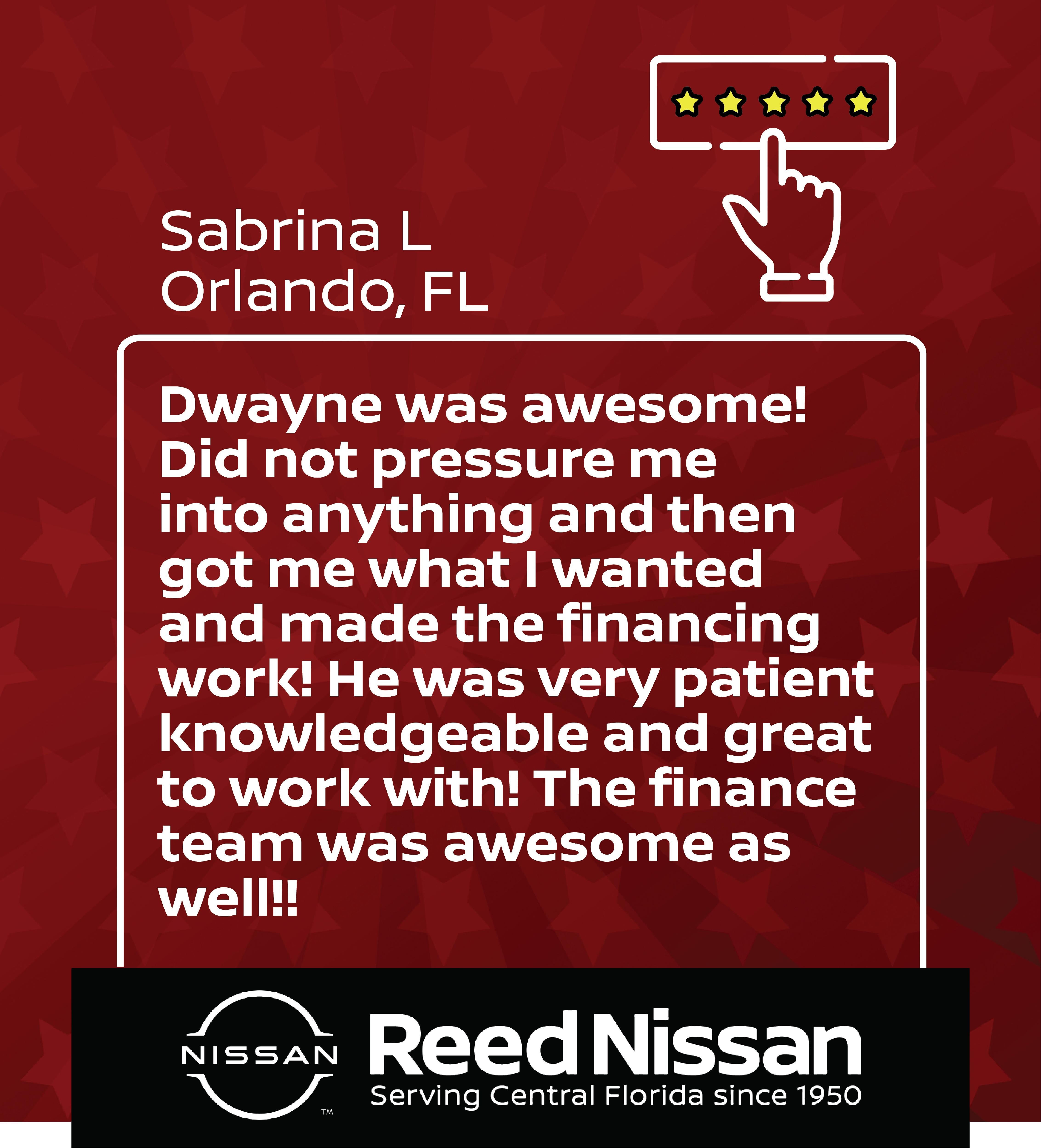 customer review at Reed Nissan Orlando