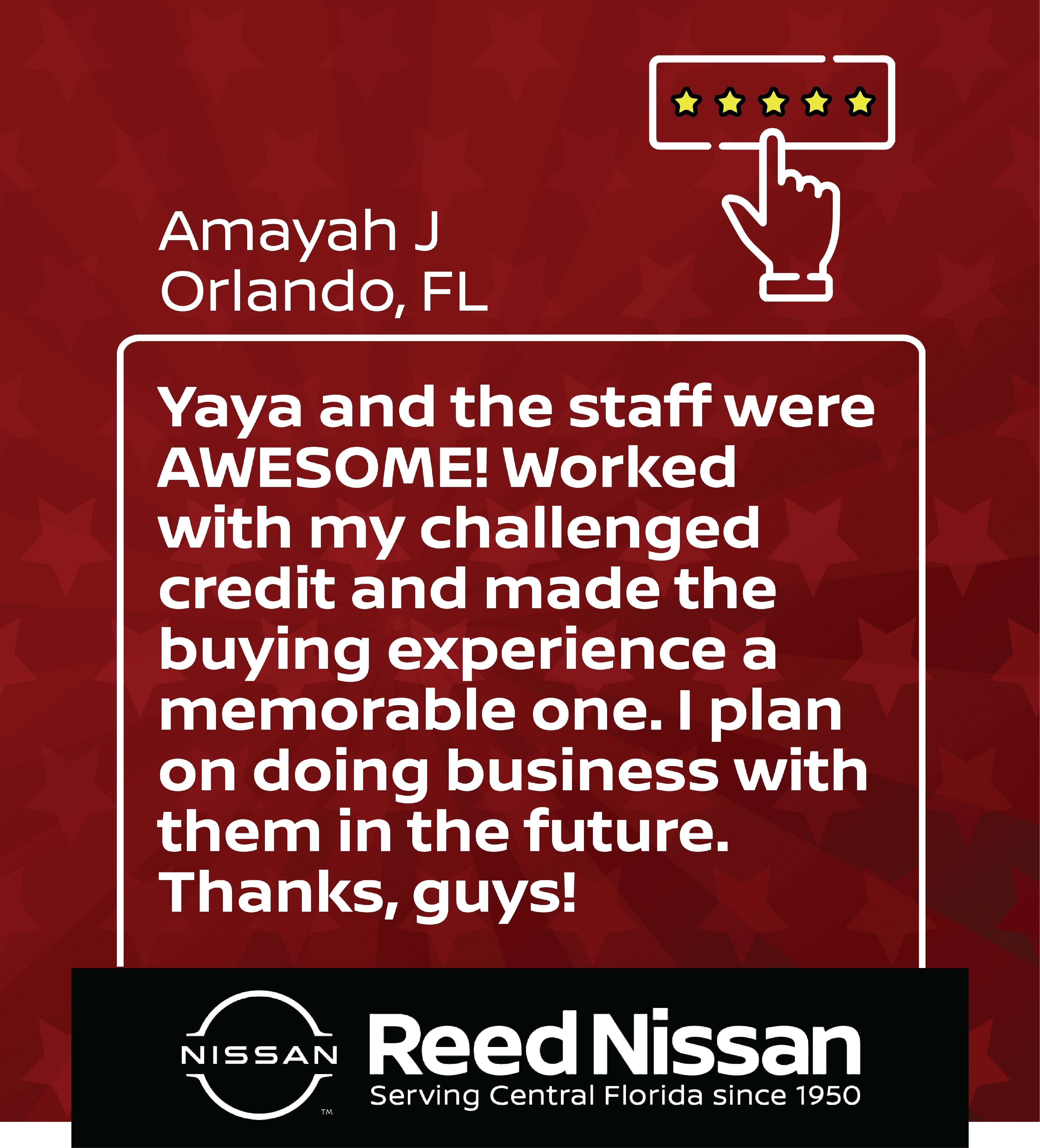 customer review at Reed Nissan Orlando