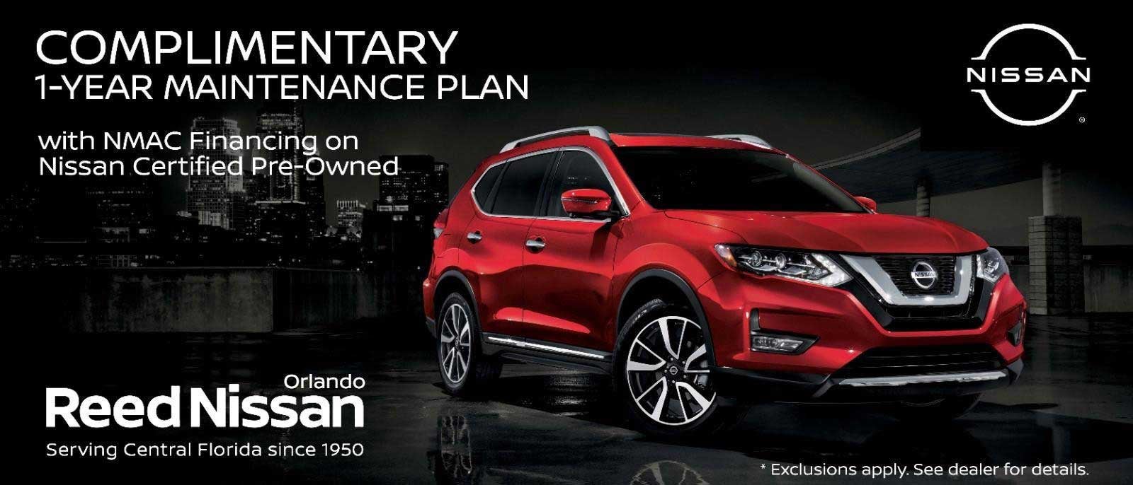 Reed-Nissan Complimentary 1-Year Maintenance-plan - with NMAC Financing on NIssan Certified Pre-Owned